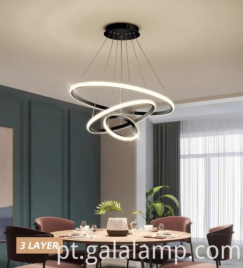 Anel de círculo decorativo de luxo luz pendente para a sala de estar moderna